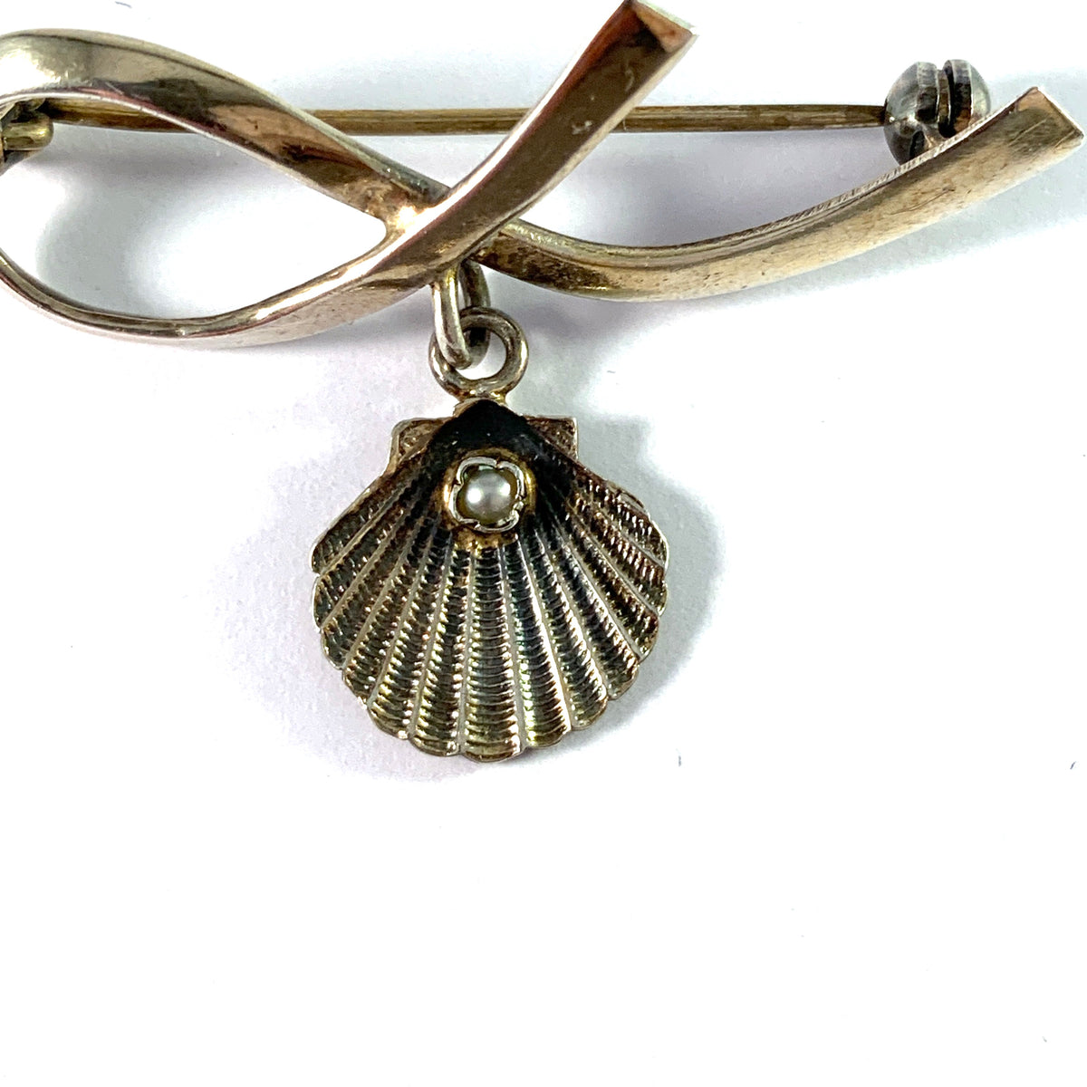 A Dragsted, Denmark, Vintage c 1950 Sterling Silver Seed Pearl Brooch.