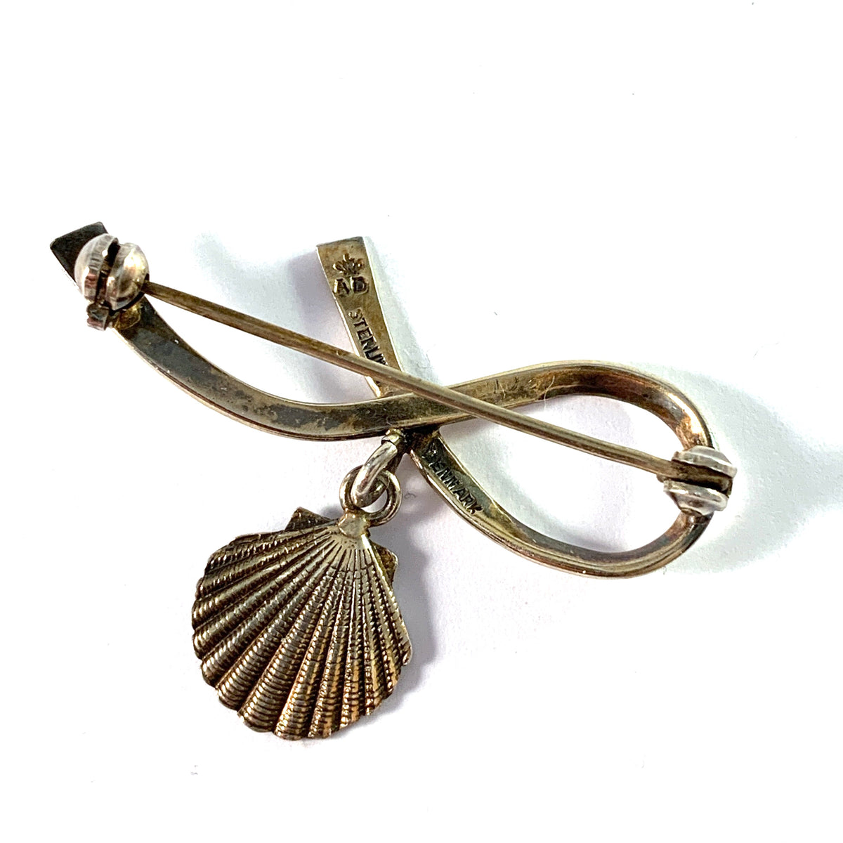 A Dragsted, Denmark, Vintage c 1950 Sterling Silver Seed Pearl Brooch.
