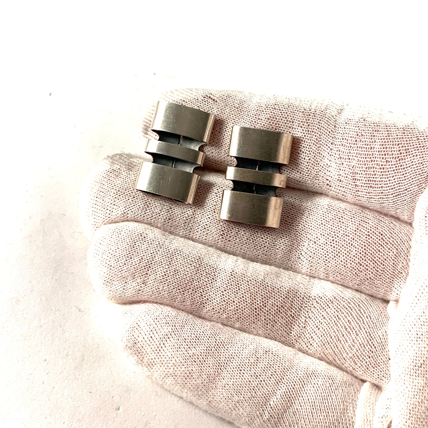 Elis Kauppi, Finland 1968 Modernist Solid Silver Cufflinks.