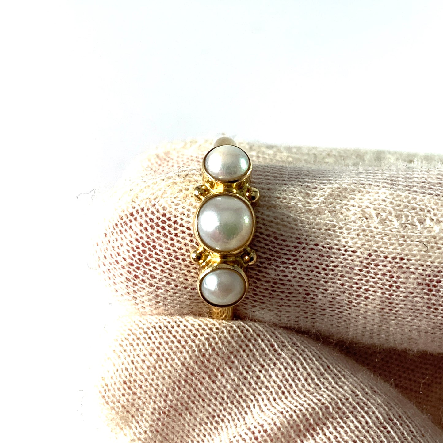 Georg Jensen, Denmark. Vintage 18k Gold Cultured Pearl Ring.