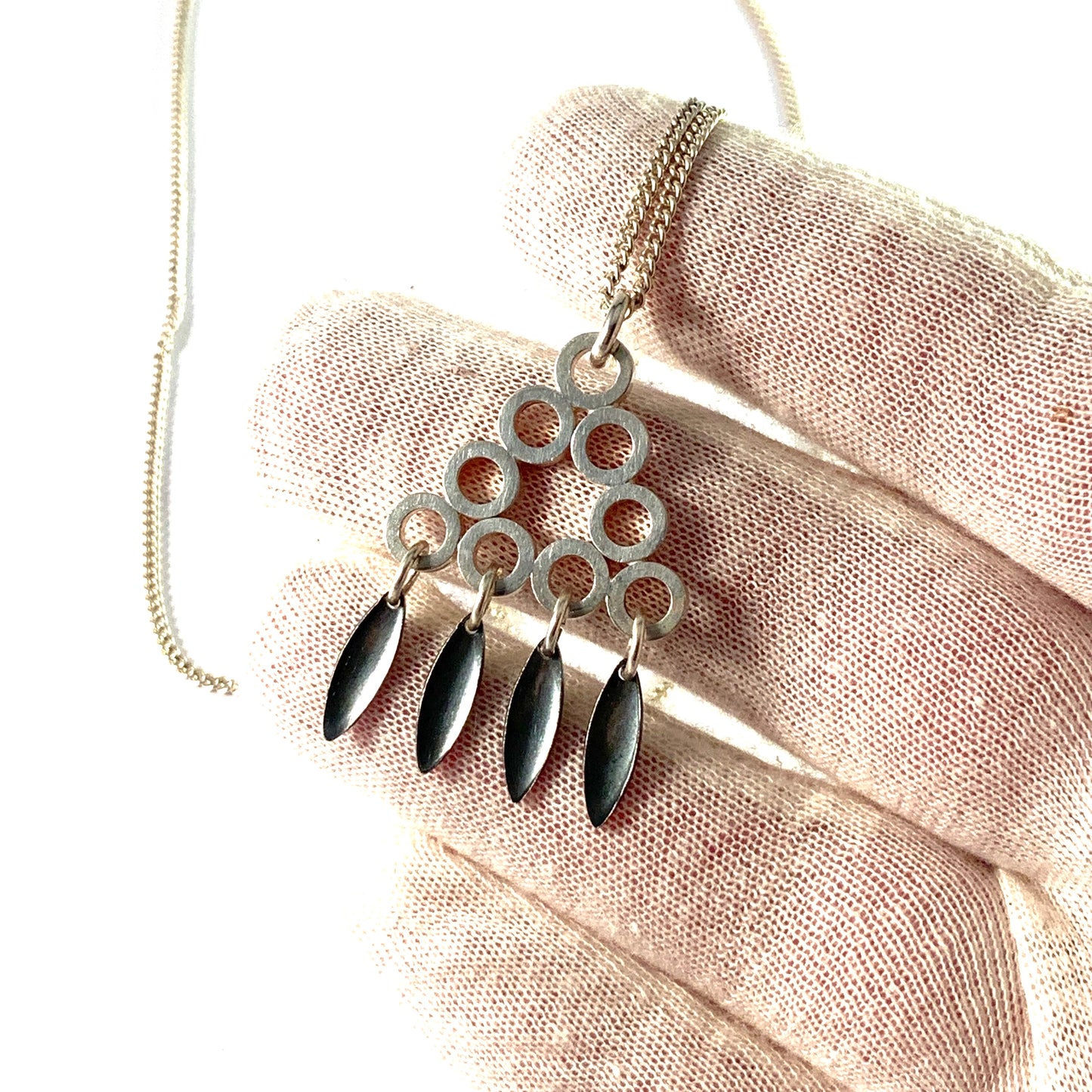 Martti Viikinniemi, Finland 1960s Solid Silver Pendant Necklace.