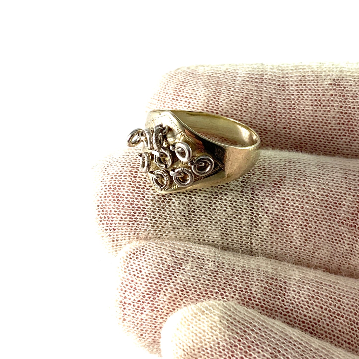 JAN, Sweden year 1899. Antique Traditional Sami Laplander Solid Silver Ring.