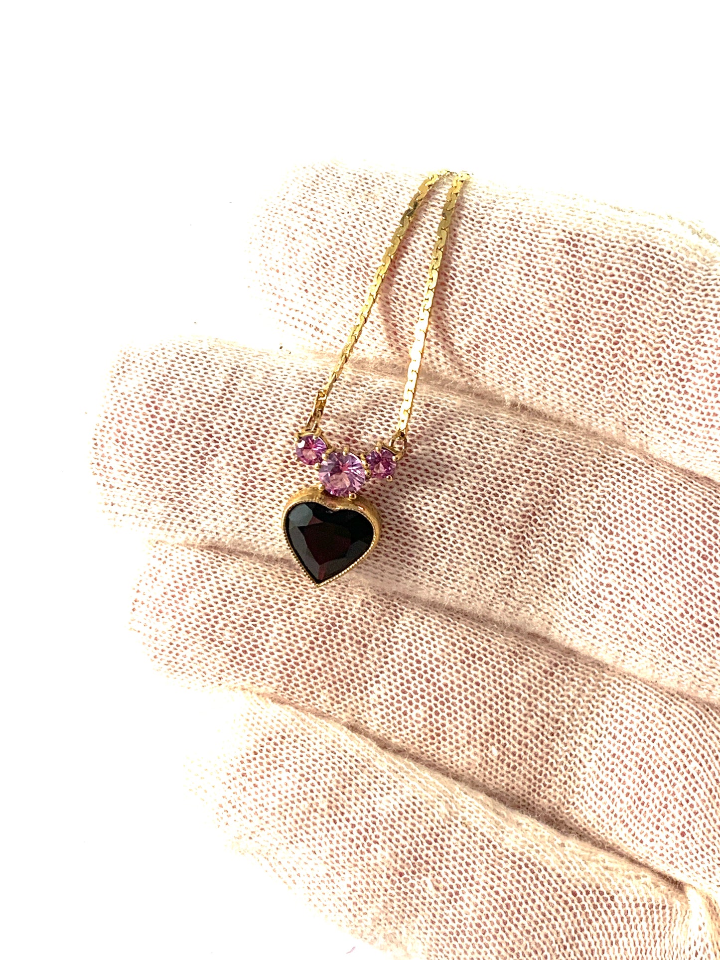 Vintage Mid Century 835 Silver Bohemian Garnet Quartz Necklace