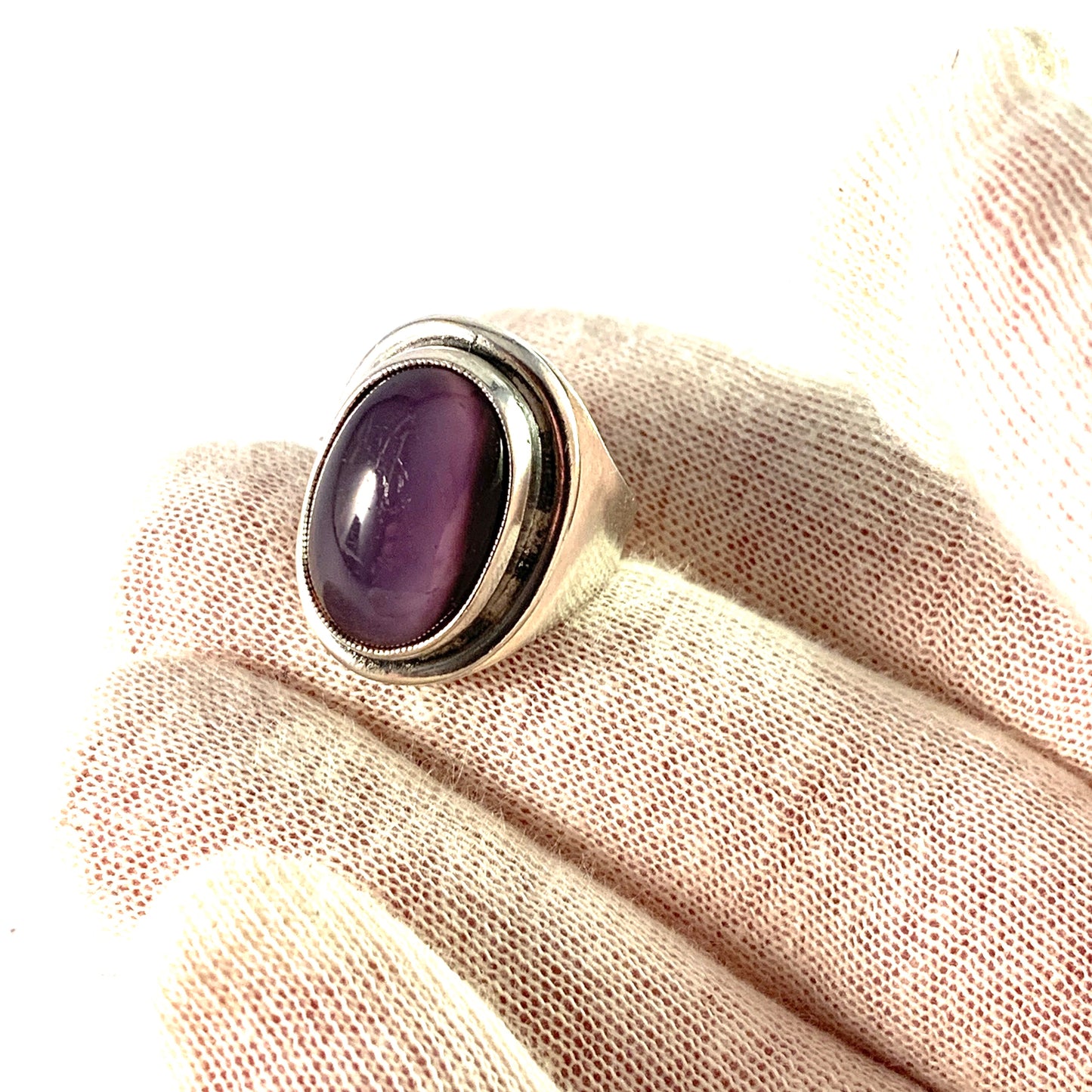 Herman Siersbøl Denmark 1960s. Sterling Silver Amethyst Ring.