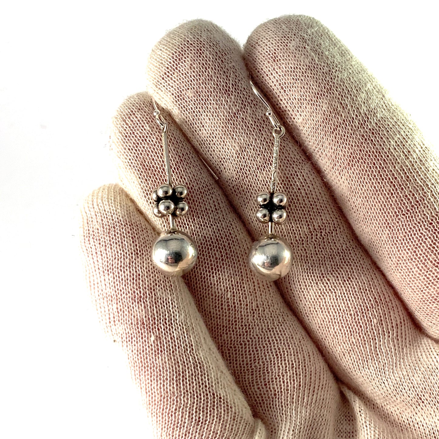 Heikki Juhana Kaksonen, Finland year 1966 Sterling Silver Earrings. New Hooks.