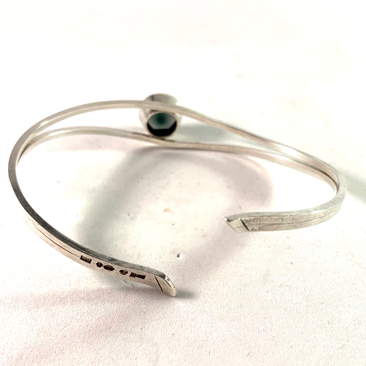 Öhman, Sweden 1964 Sterling Silver Tourmaline Bangle Bracelet.