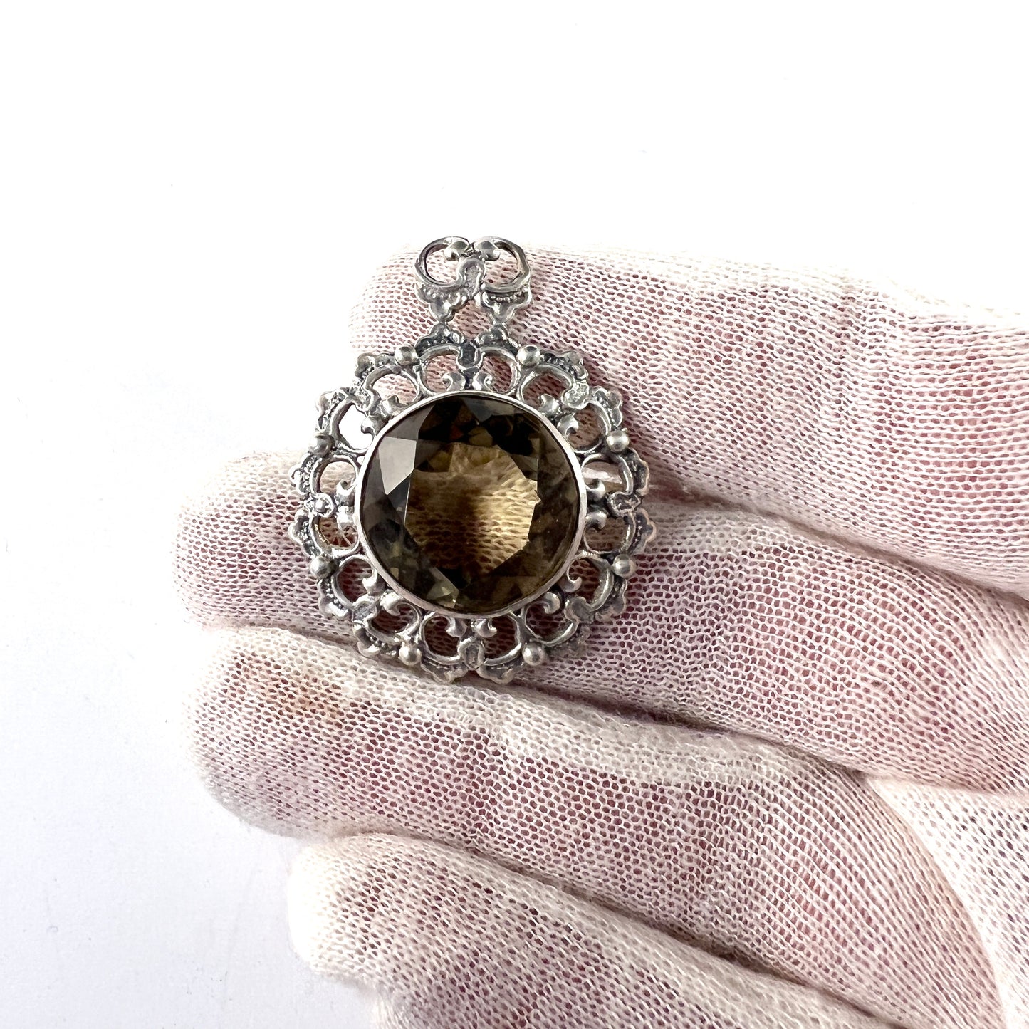 Urpo Hakala, Finland 1970s. Vintage Sterling Silver Quartz Pendant.