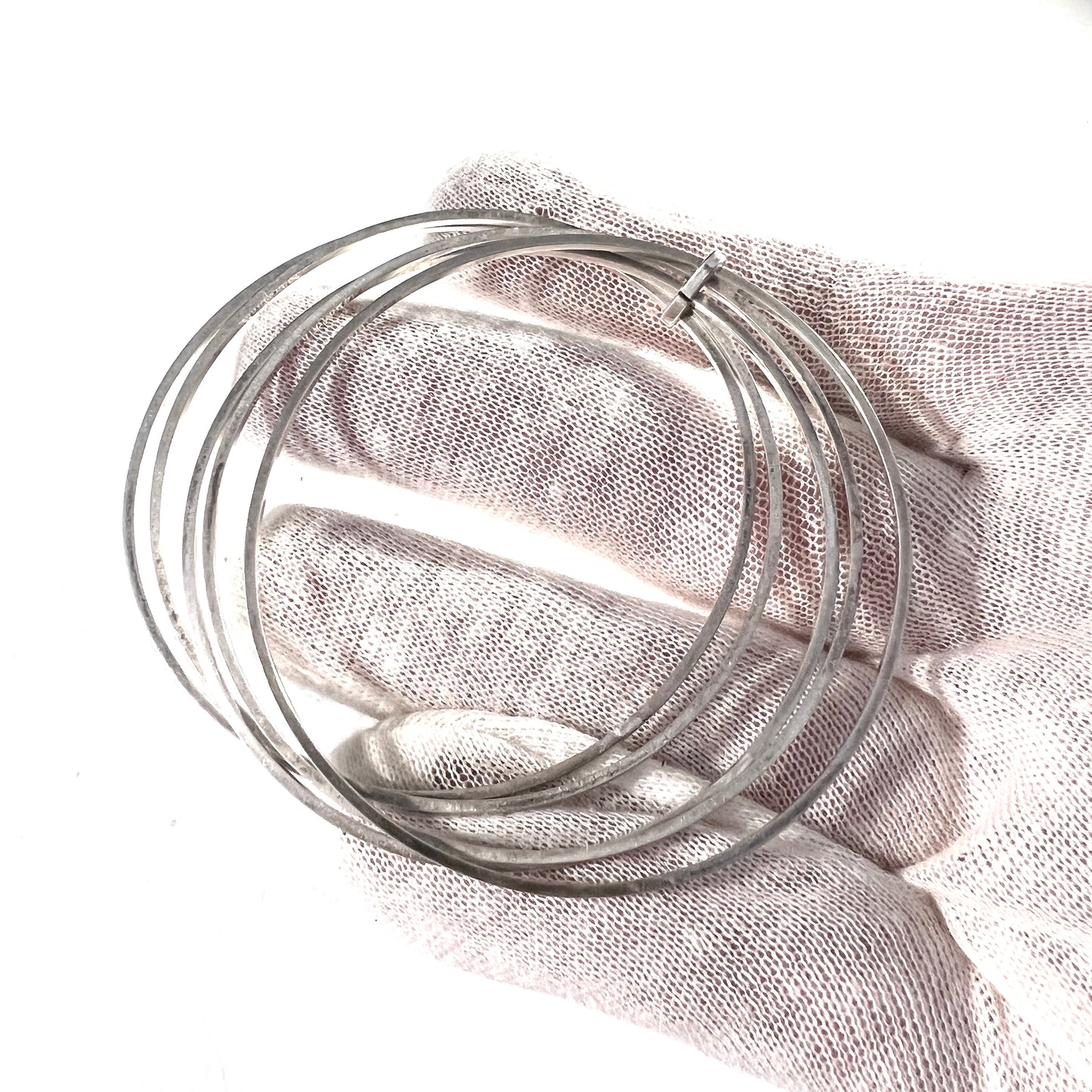 Ceson, Sweden 1972. Vintage Sterling Silver Bangle Stack.