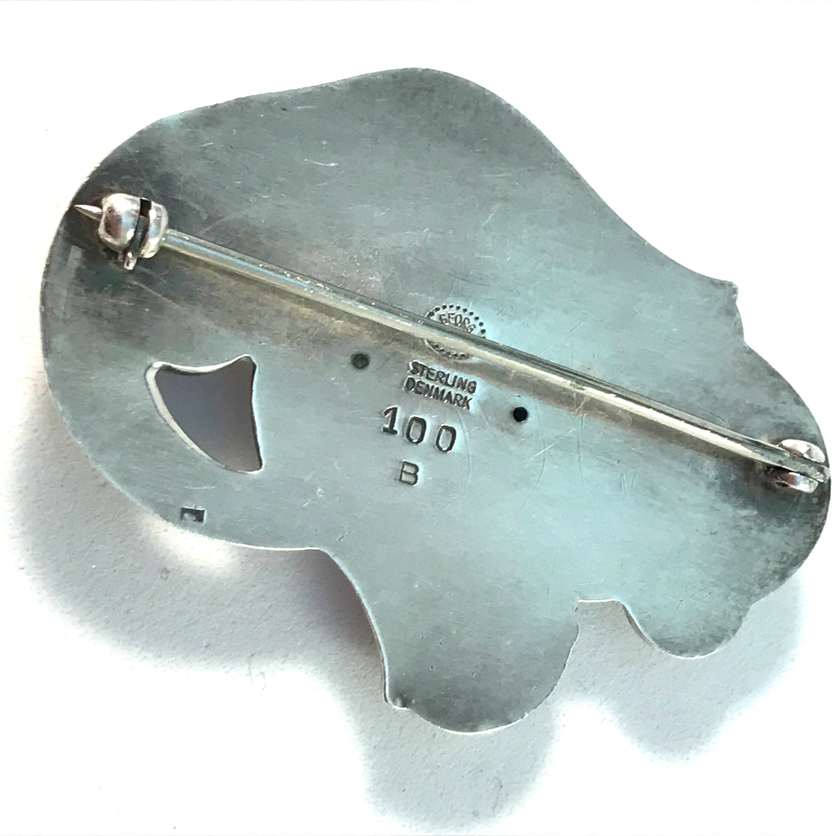 Georg Jensen, Denmark Mid Century Sterling Silver Lapis Lazuli Brooch. Design 100B