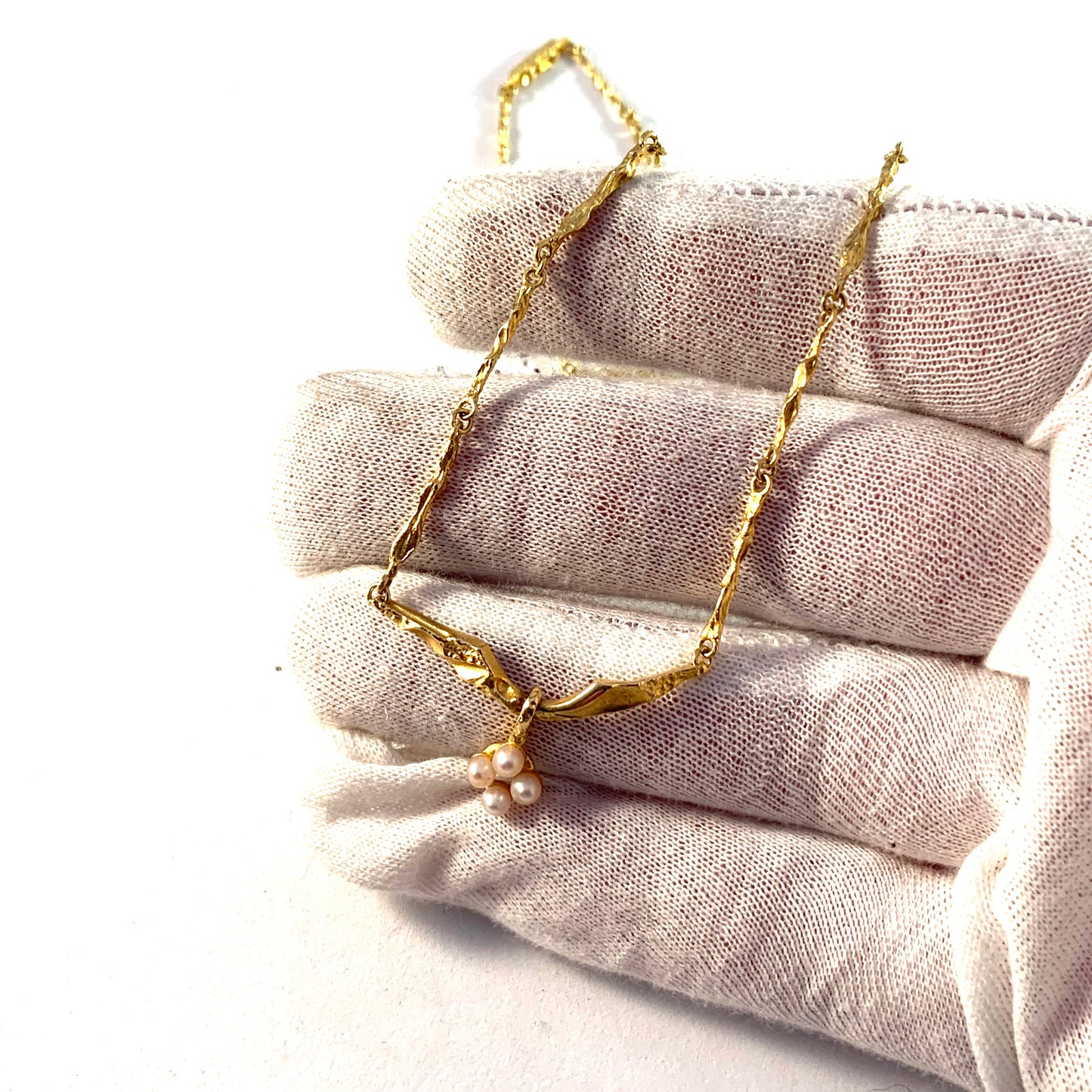 Lapponia, Finland Vintage 18k Gold Cultured Pearl Necklace.