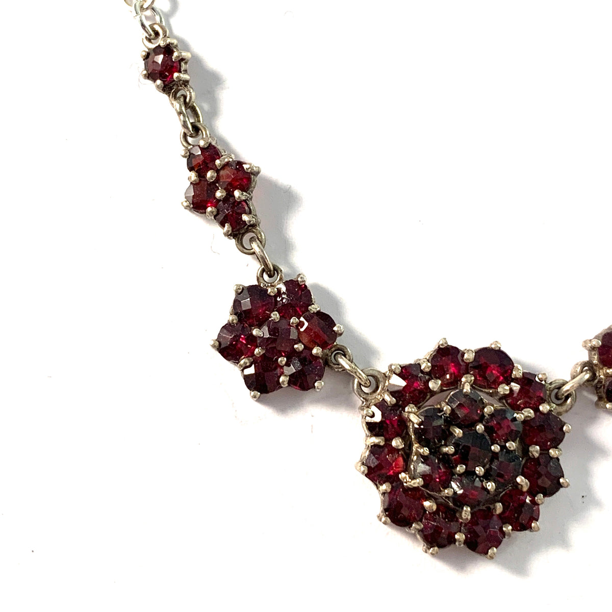 Vintage Mid Century 835 Silver Bohemian Garnet Necklace.