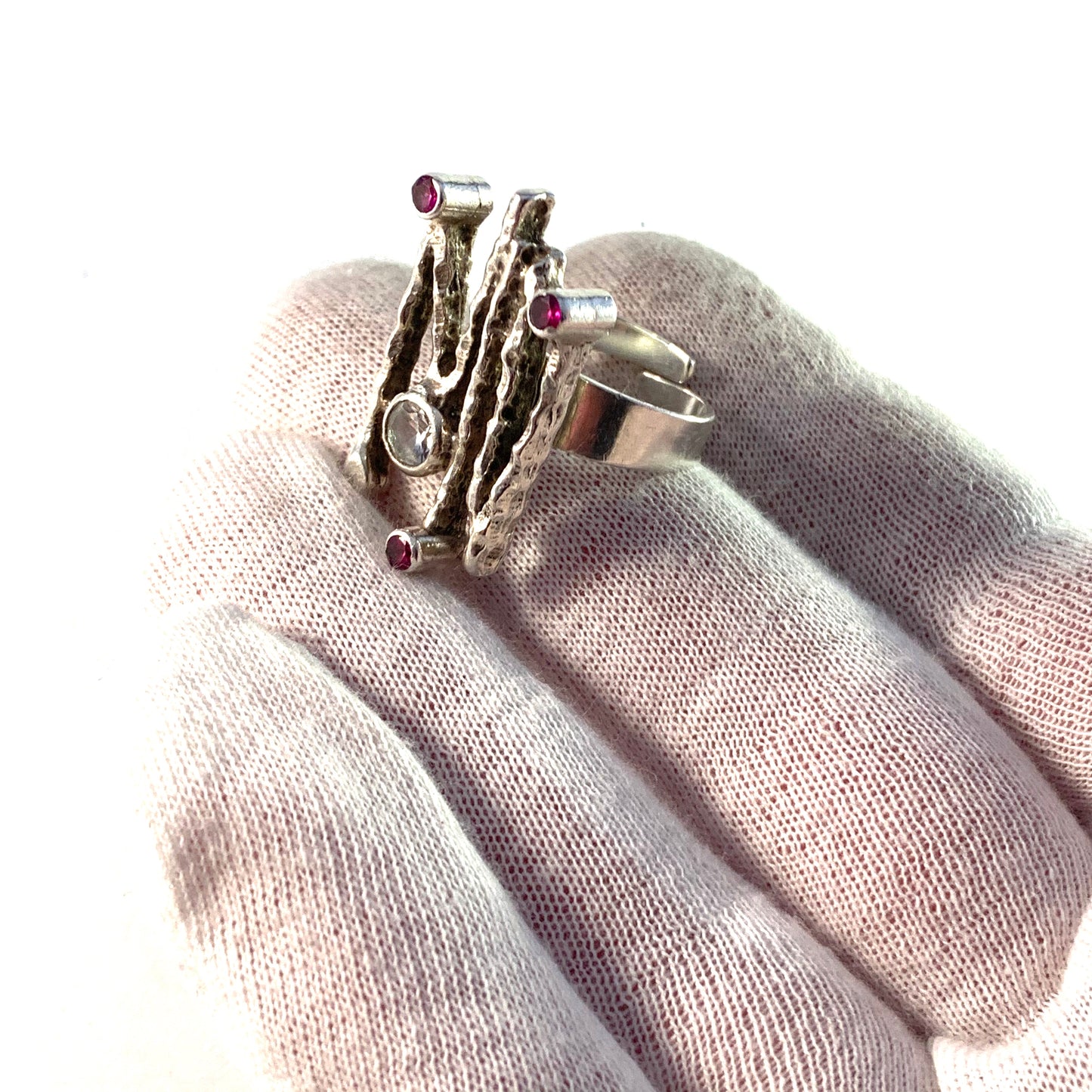 D Ekström, Sweden 1972 Vintage Modernist Sterling Silver Ring.