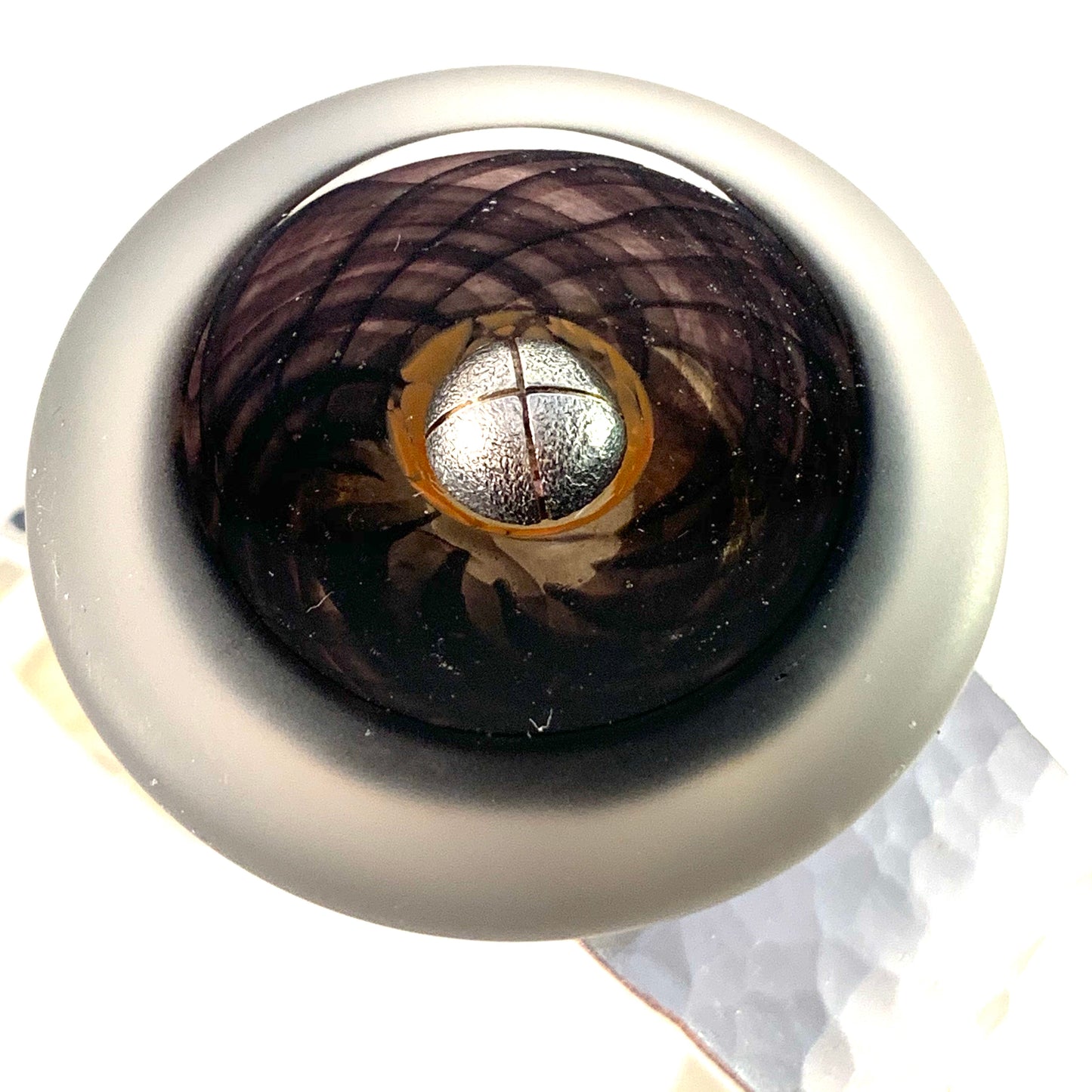 Monica Backström for Kosta Boda Sterling Silver Art Glass Cuff. Limited Edition.