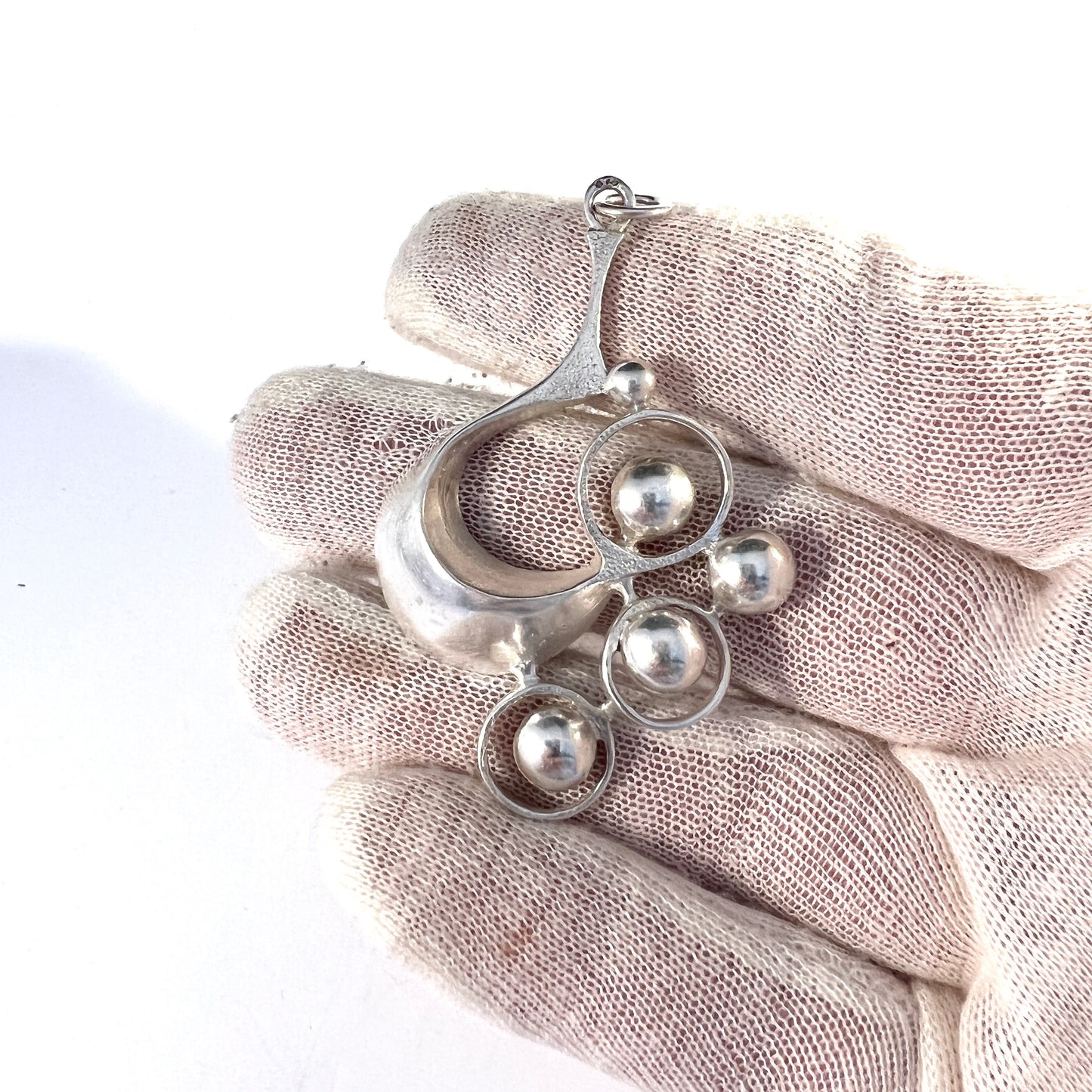 Valo Koru, Finland 1974. Large Vintage Modernist Sterling Silver Pendant.