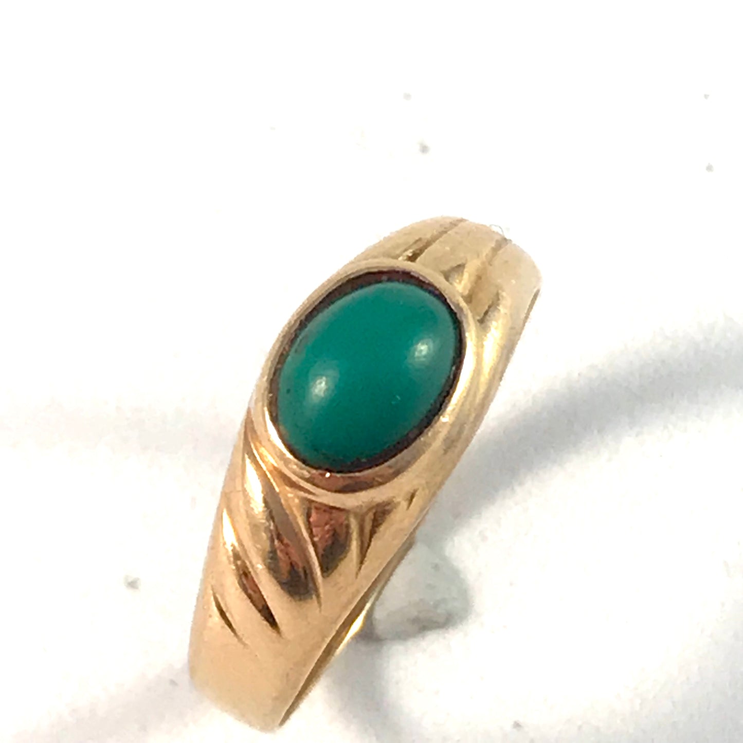 Swedish Import Mid Century 18k Gold Turquoise Ring. Size 7