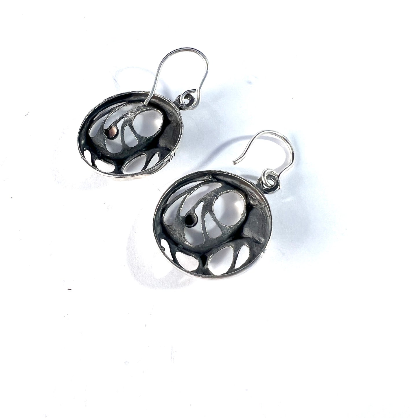 Sten & Laine, Finland 1977 Vintage Sterling Silver Earrings. Design: Spider Web.