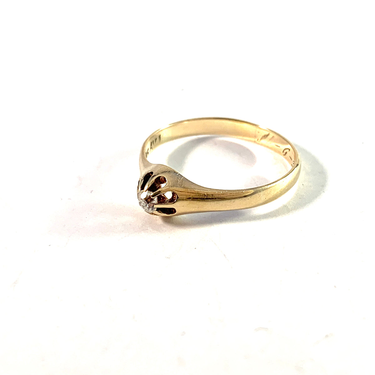 デンマーク 1918年。アンティーク 14K ゴールド ダイヤモンド 結婚指輪