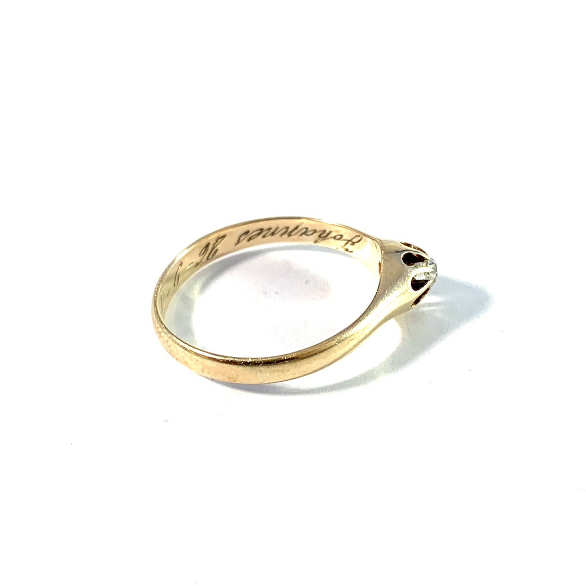 デンマーク 1918年。アンティーク 14K ゴールド ダイヤモンド 結婚指輪