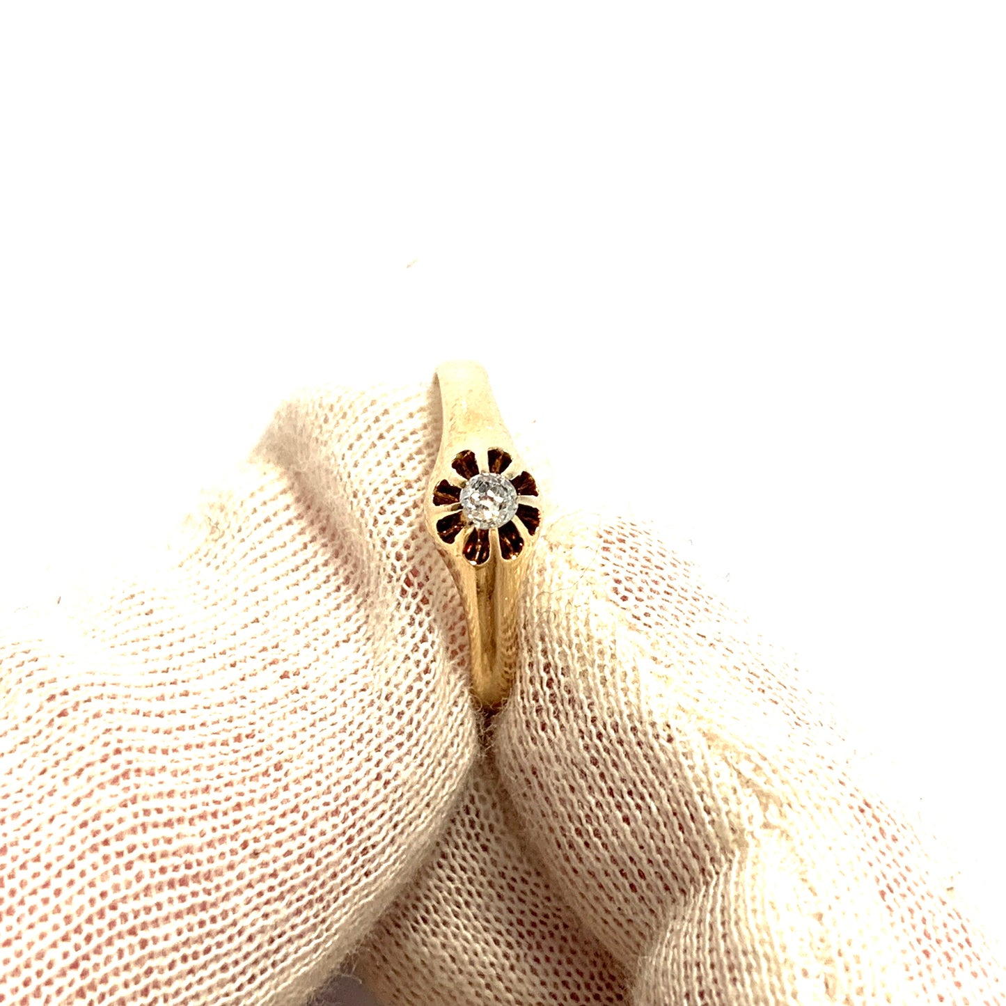 Denmark year 1918. Antique 14k Gold Diamond Wedding Ring