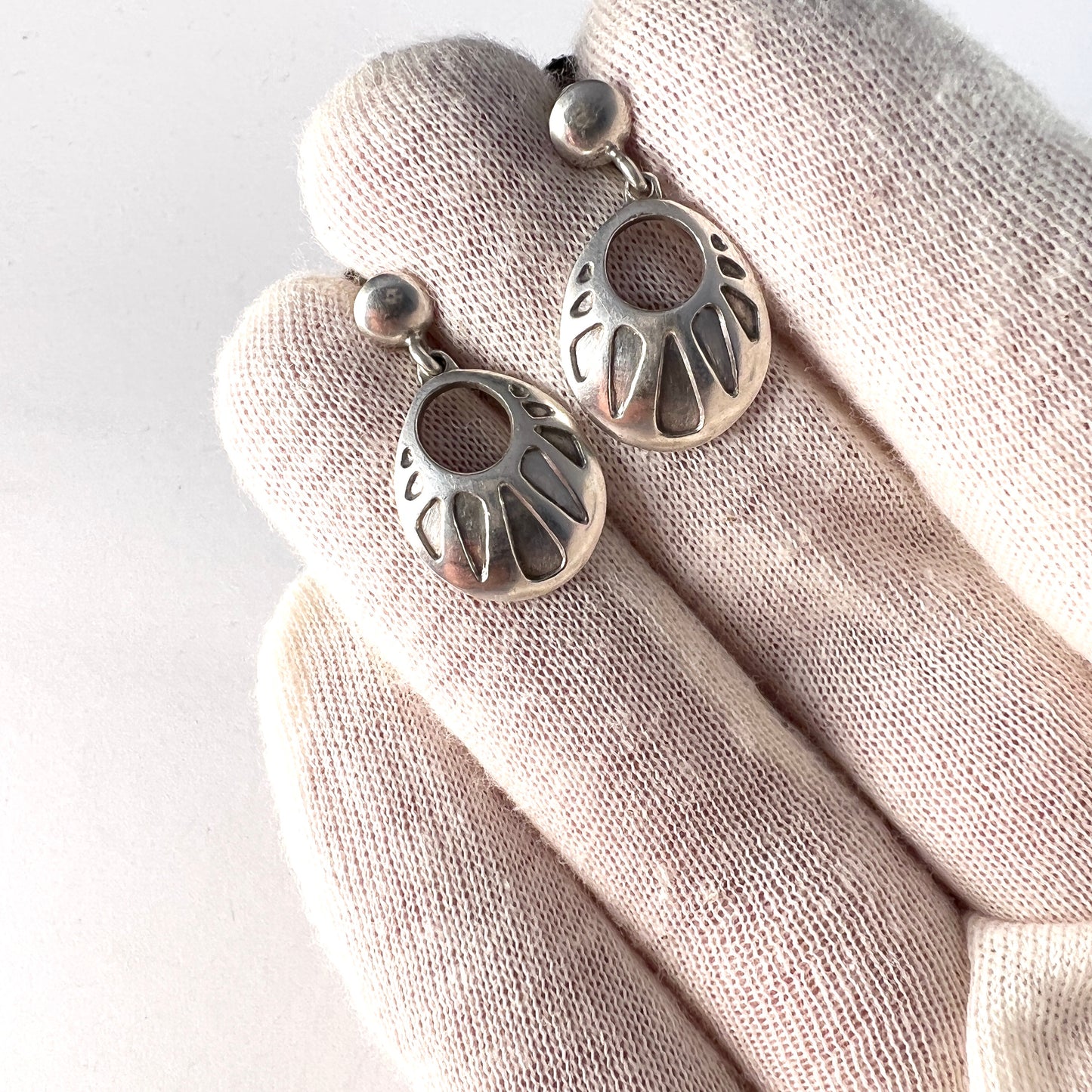 Sigurd Persson for Stigbert, Sweden 1954. Vintage Sterling Silver Earrings.