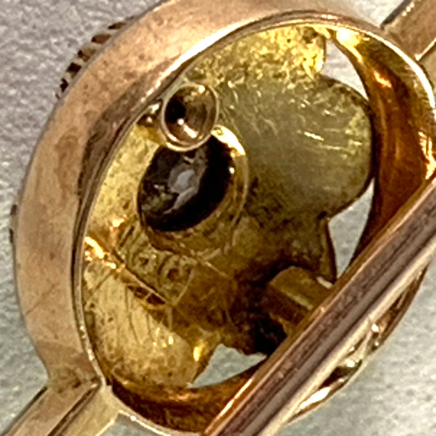 Antique 15k Gold Old Cut Diamond Seed Pearl Brooch Pin.