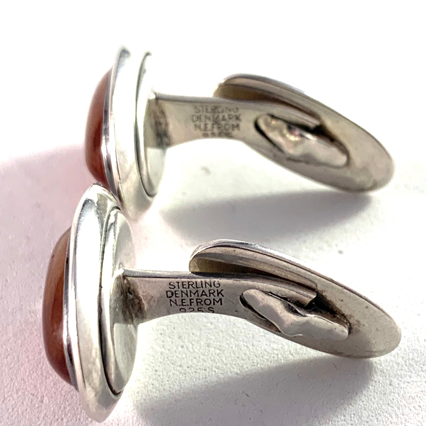 Niels Erik From, Denmark. Vintage 1960s Sterling Silver Amber Cufflinks