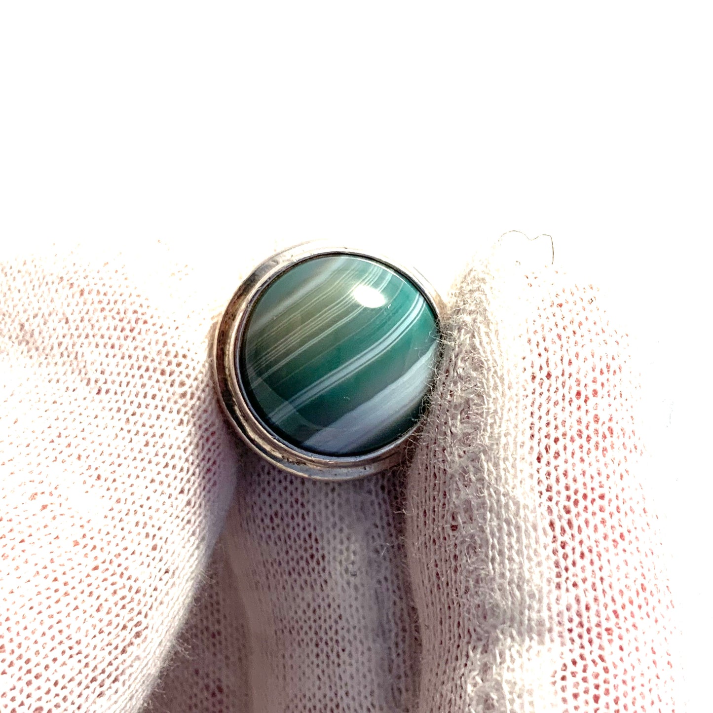 Victor Janson, Sweden 1977 Solid 830 Silver Agate Ring.