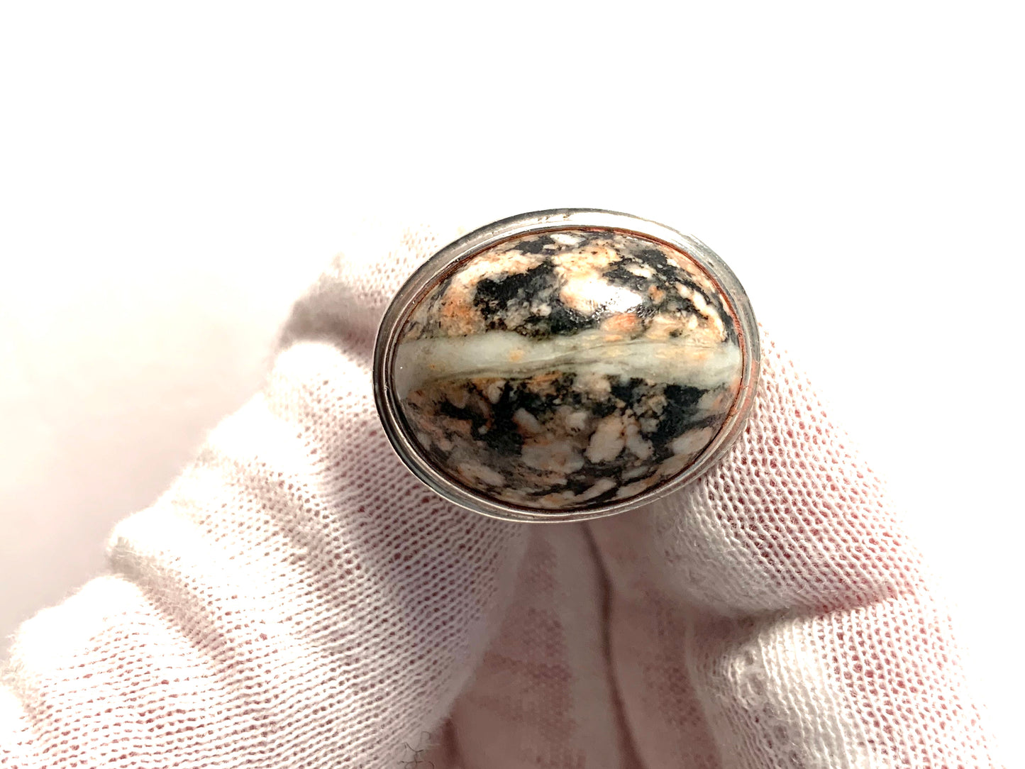 GES, Stockholm Vintage Modernist Sterling Silver Hardstone Ring.