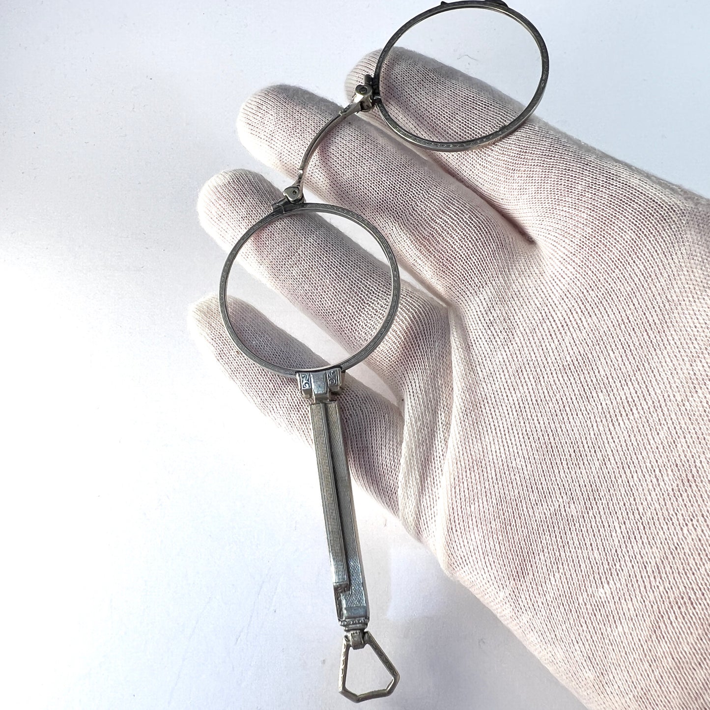 Art Deco c 1930 Silver Plated Lorgnette Pendant.