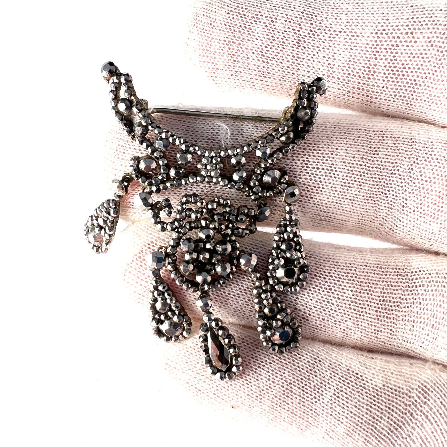 Antique Victorian Cut Steel Brooch.