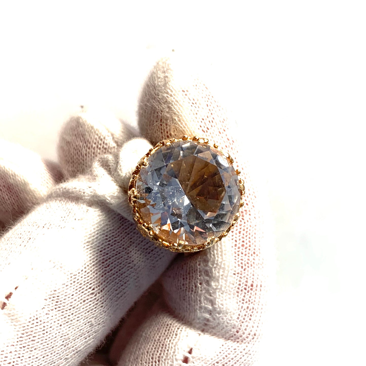Bengt Hallberg, Sweden 1971 Vintage Modernist 18k Gold Rock Crystal Ring.