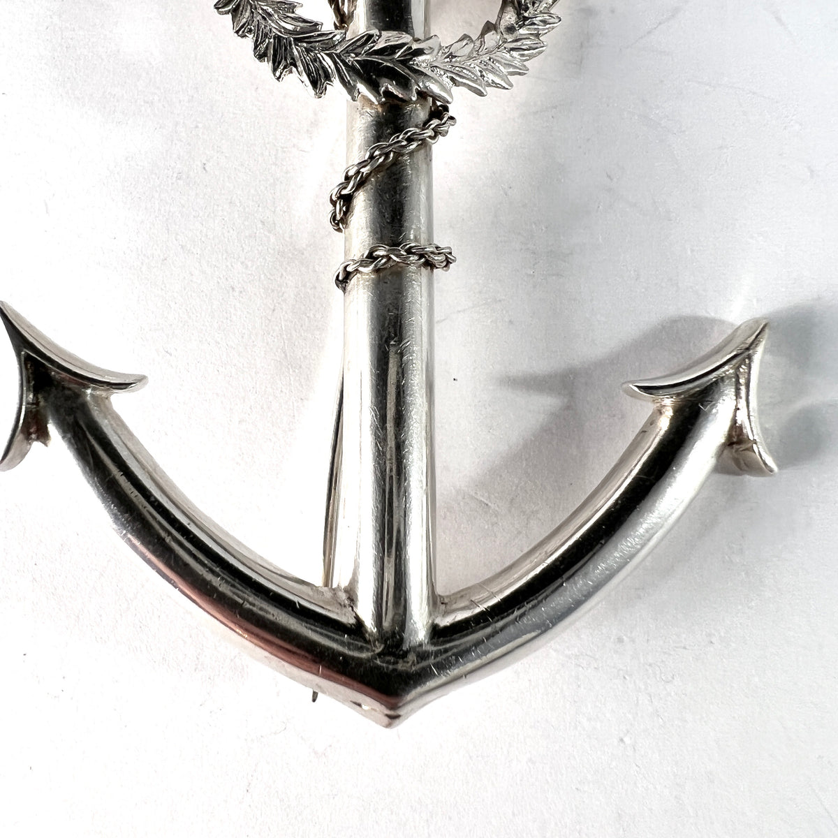 Pehr Ericson, Sweden 1867. Large Antique Victorian Sterling Silver Anchor Brooch.