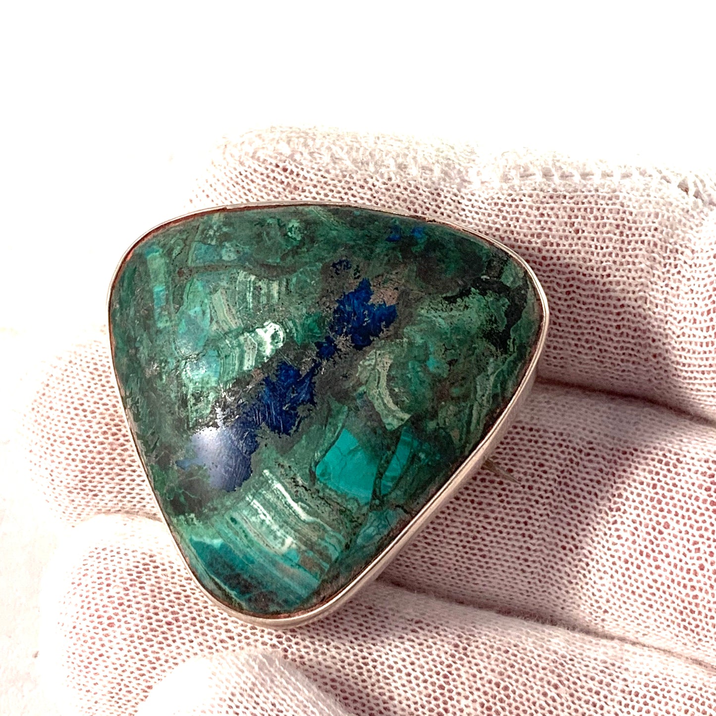 Israel, Vintage 930 Sterling Silver Eilat Stone Brooch Pendant.