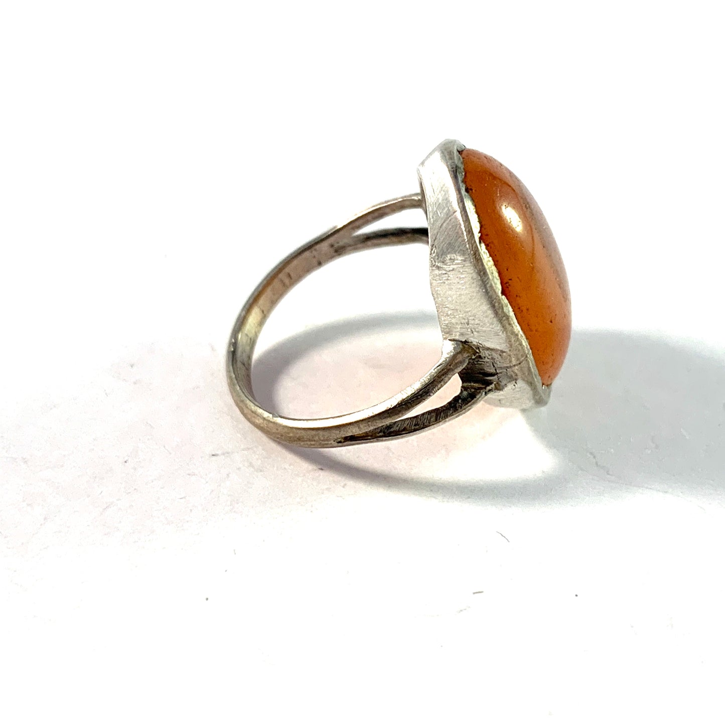 Scandinavia Early to Mid 1800s Antique Solid Silver Carnelian Ring.