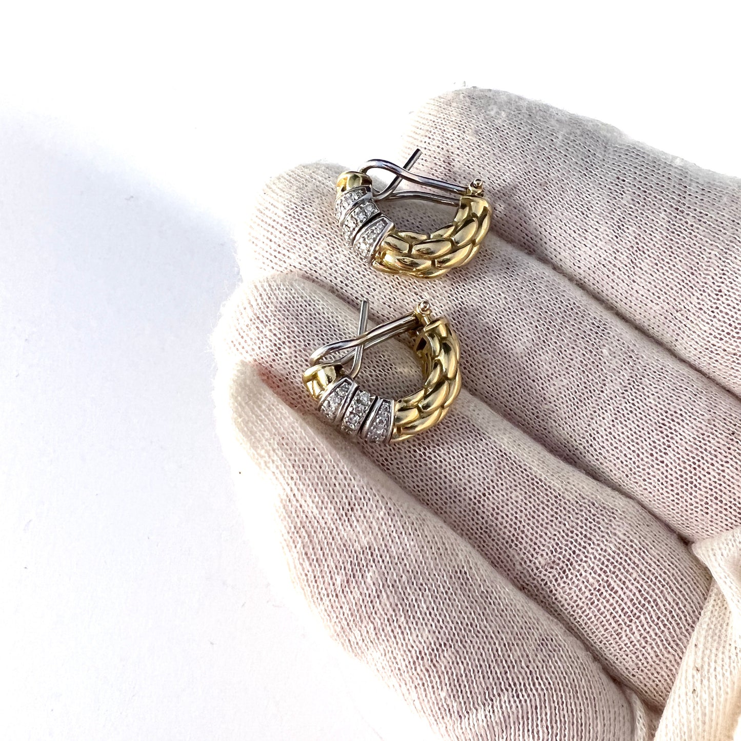 FOPE, Italy. Vintage 18k Gold 0,42ctw Diamond Earrings. 14gram