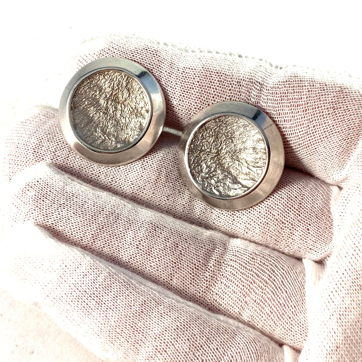Kaplan, Sweden 1965Large Sterling Silver Modernist Cufflinks