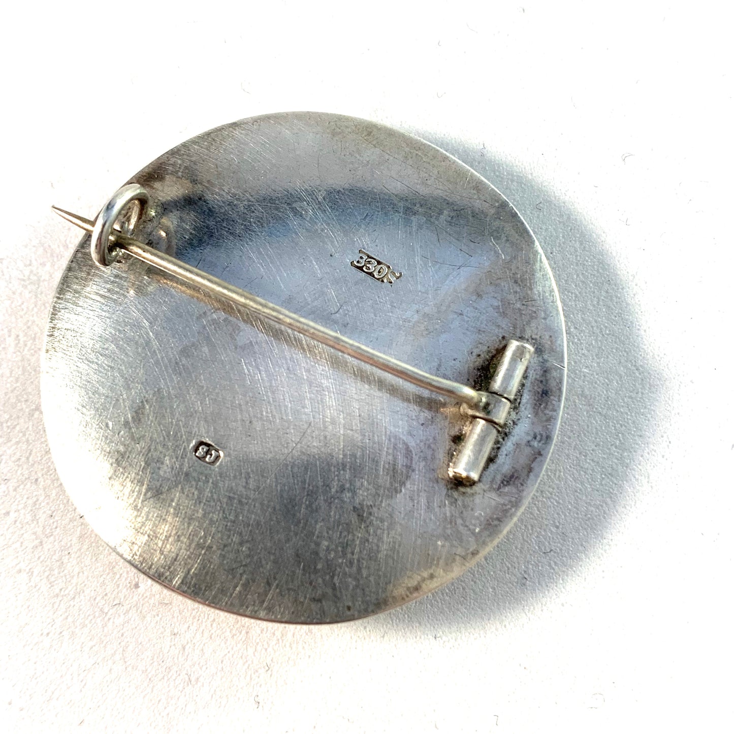 Evald Nielsen for SL Jacobsen & Co, Copenhagen 1910-17 Art Nouveau Skonvirke 830 Silver Paste Brooch