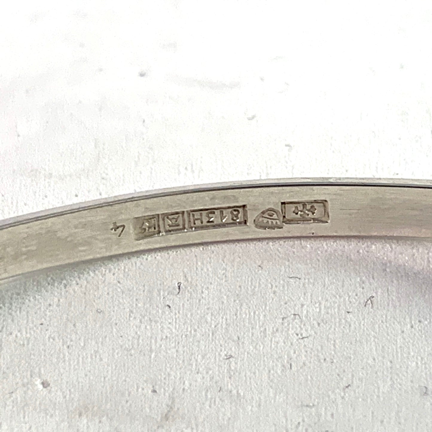 Turun Hopea Finland 1963 Solid Silver Smoky Quartz Open/Close Bangle Bracelet.