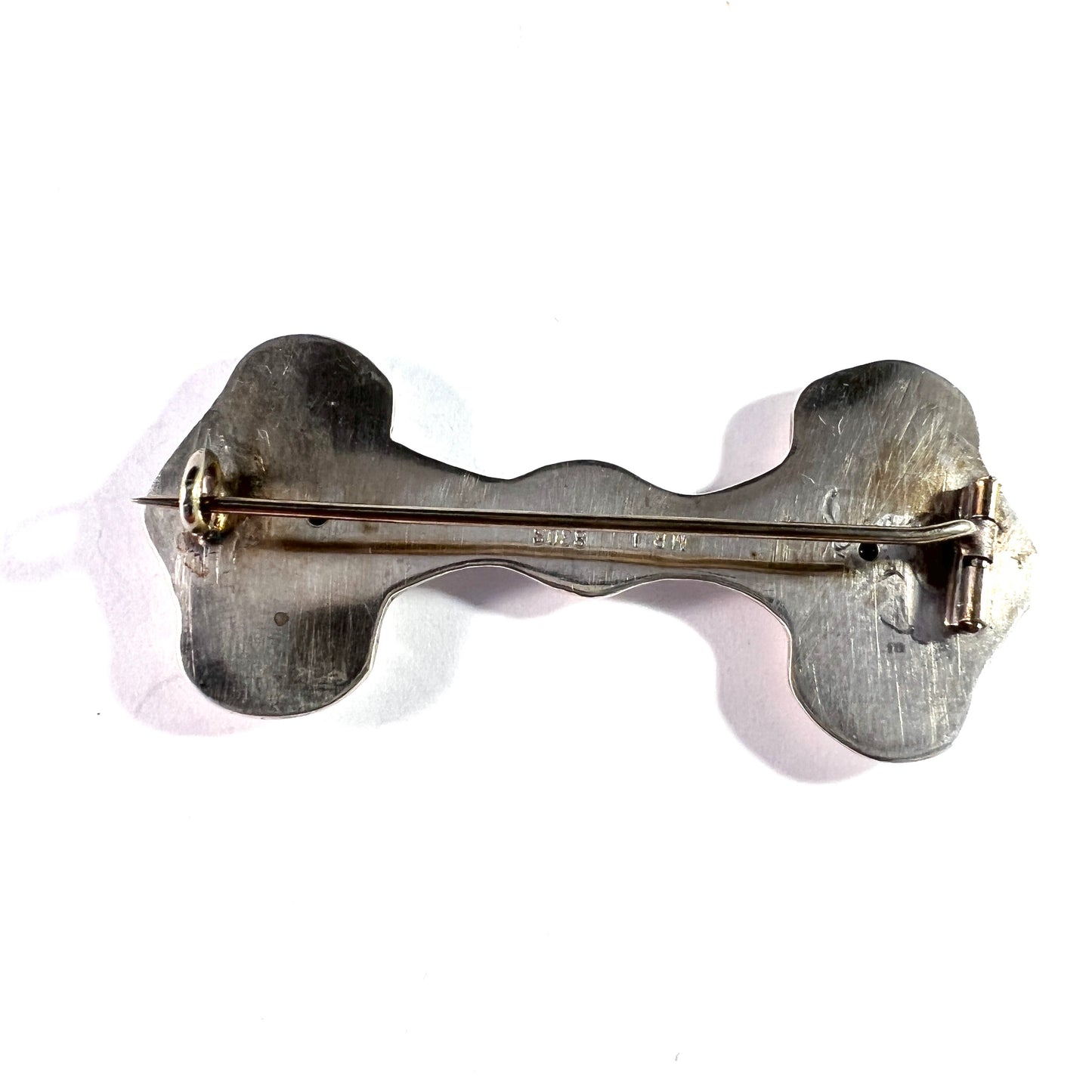 Max Richard Jespersen, Denmark 1910s Art Nouveau 830 Silver Brooch.