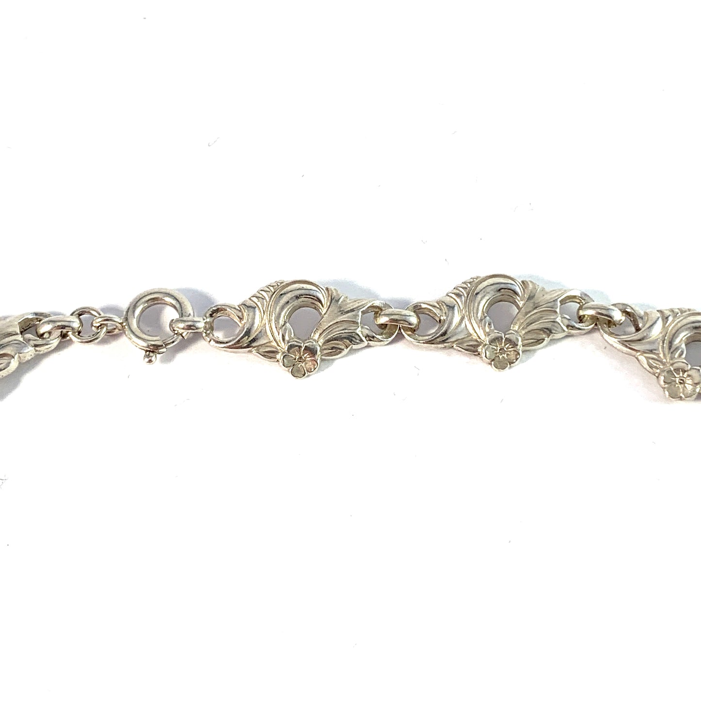 Vintage Mid Century Sterling Silver Flower Necklace.
