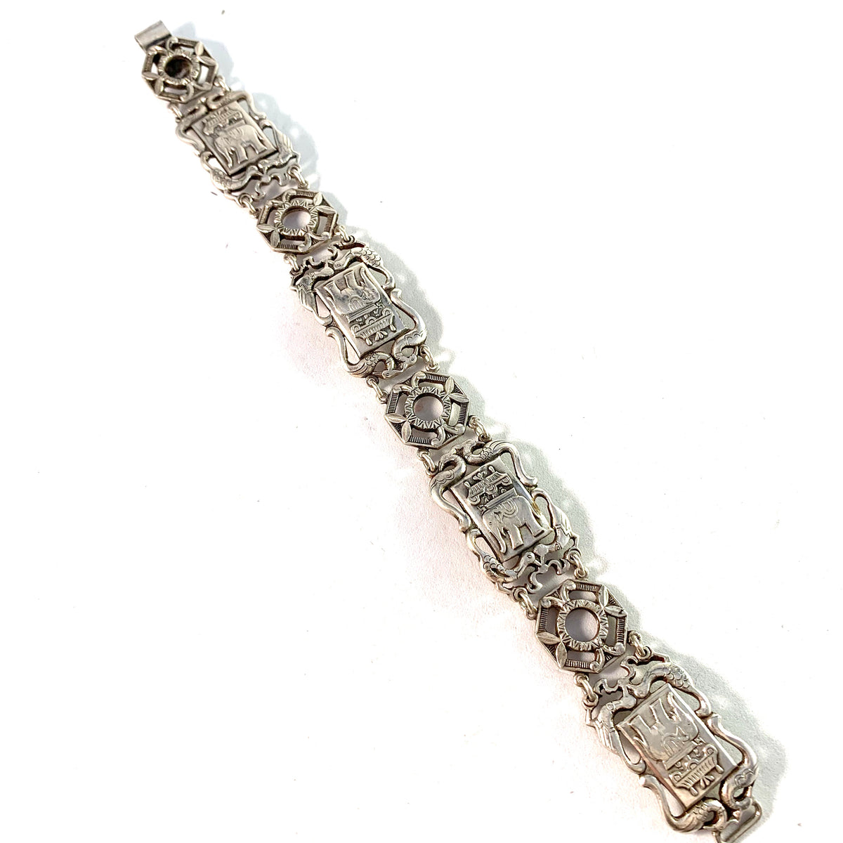 Matsilver, Sweden year 1950 Mid Century Novelty Sterling Silver Link Bracelet.