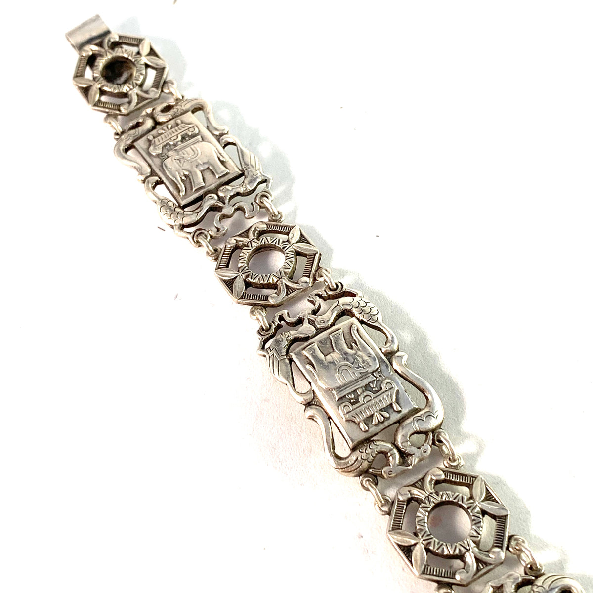 Matsilver, Sweden year 1950 Mid Century Novelty Sterling Silver Link Bracelet.