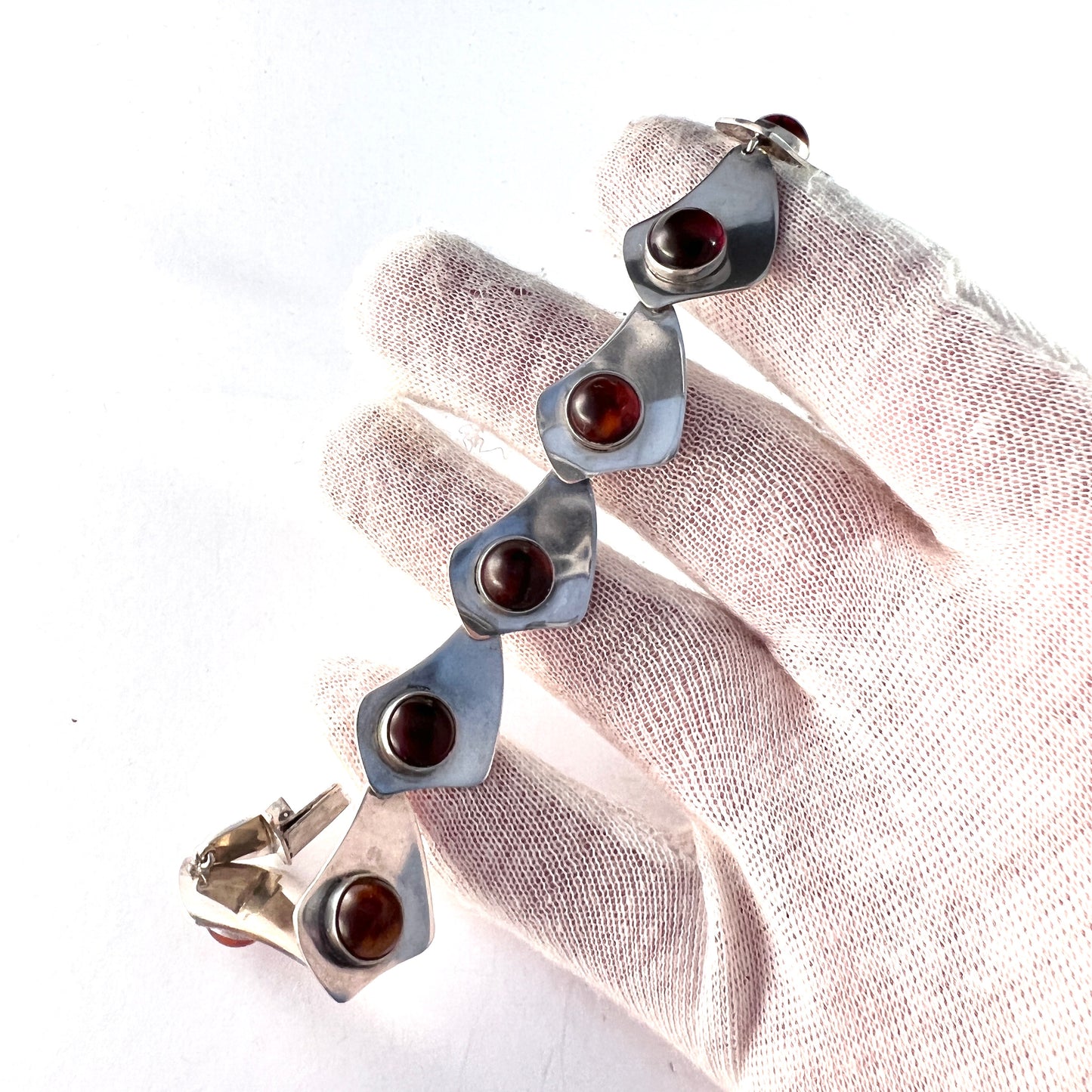 Theodor Skat-Rørdam, Denmark 1960s. Sterling Silver Amber Bracelet.