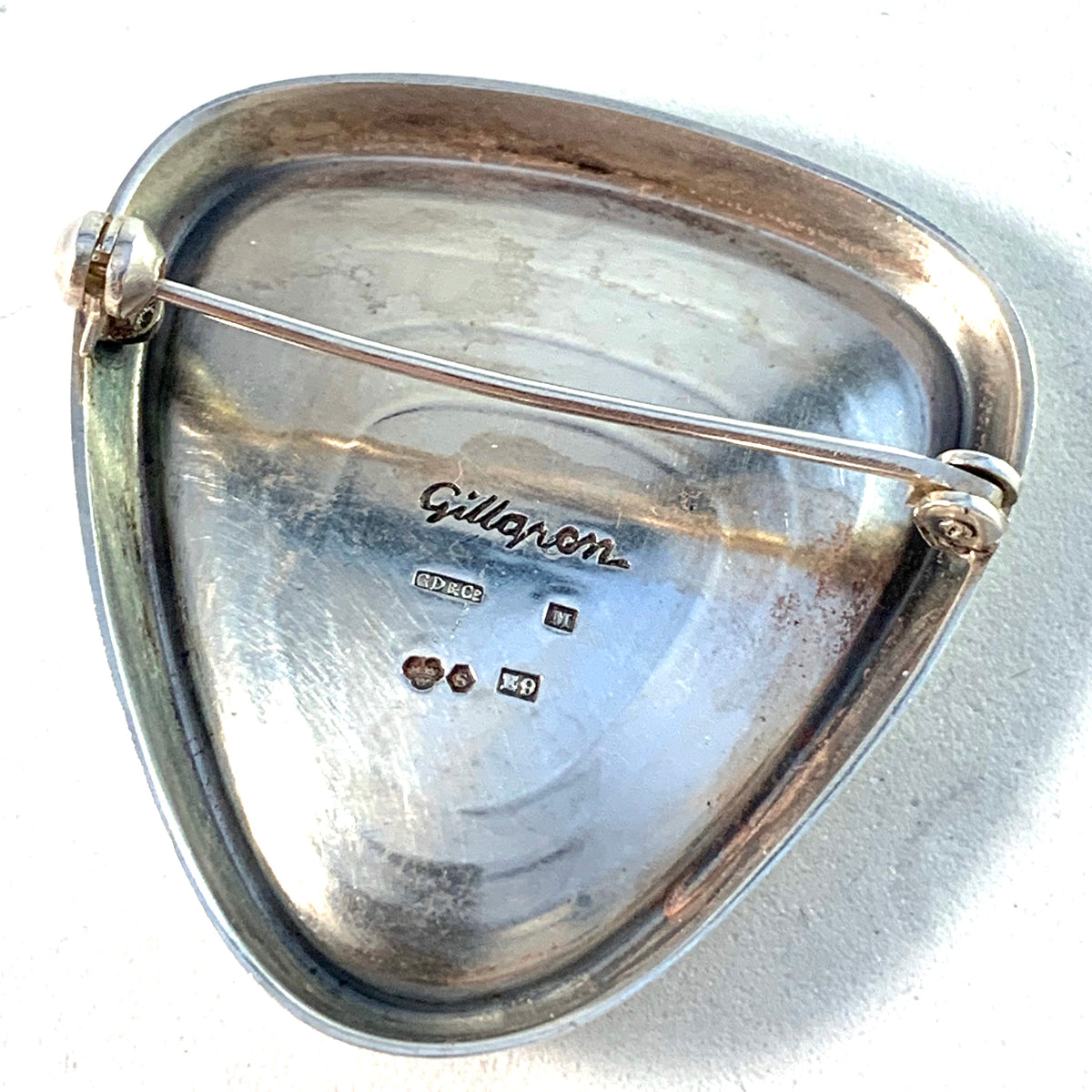 Gillgren for Dahlgren, Sweden 1955 Mid Century Modern Sterling Silver Chrysoprase Brooch