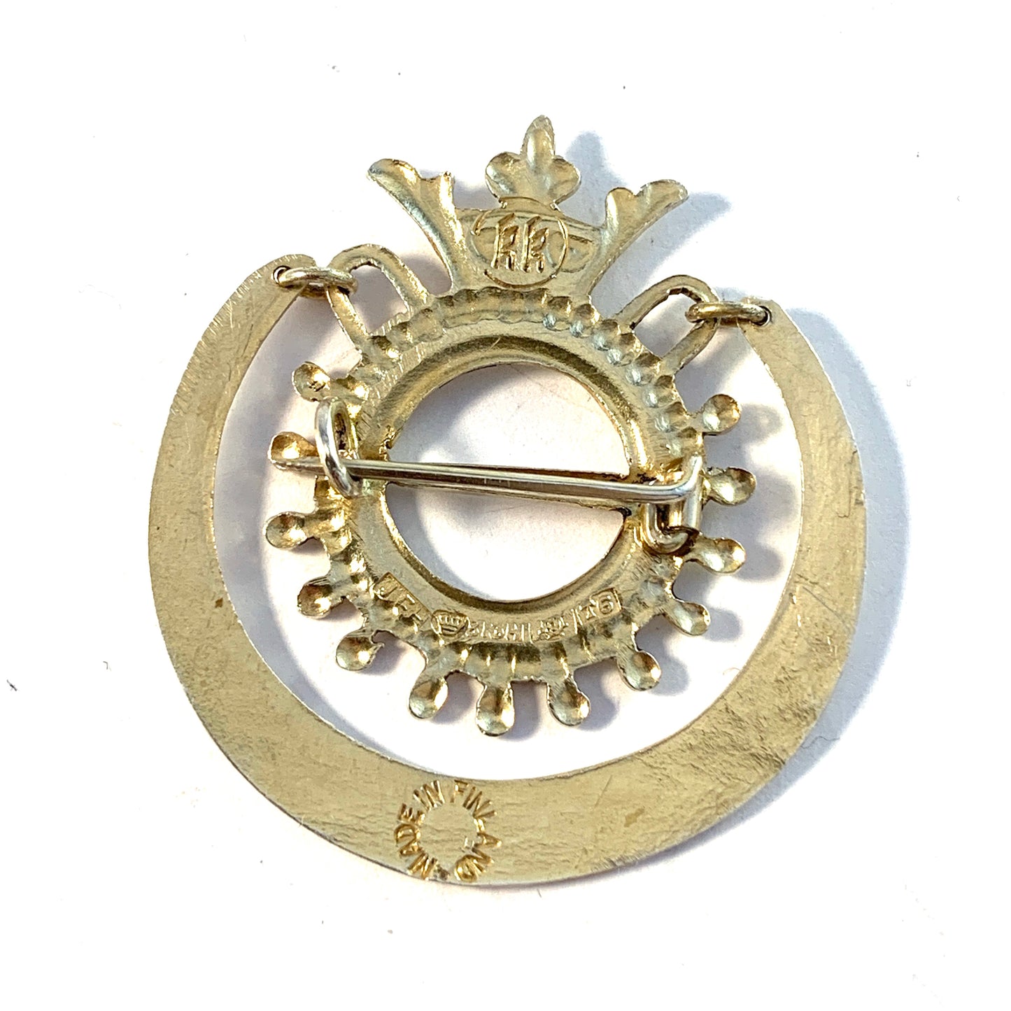 Johan Fredinand Henriksson, for Kalevala Koru Finland 1948. Gilt Solid Silver Traditional Brooch.