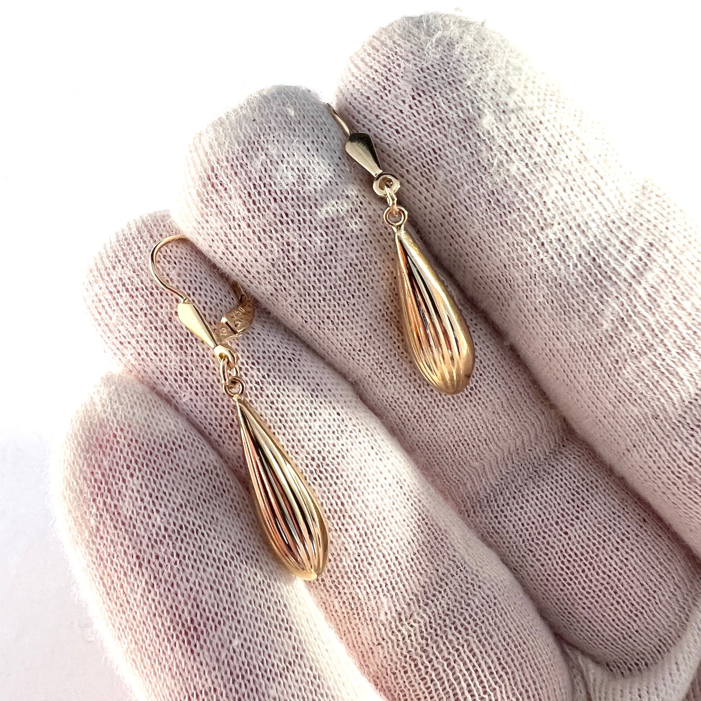 Sweden, Vintage 18k Gold Torpedo Earrings.