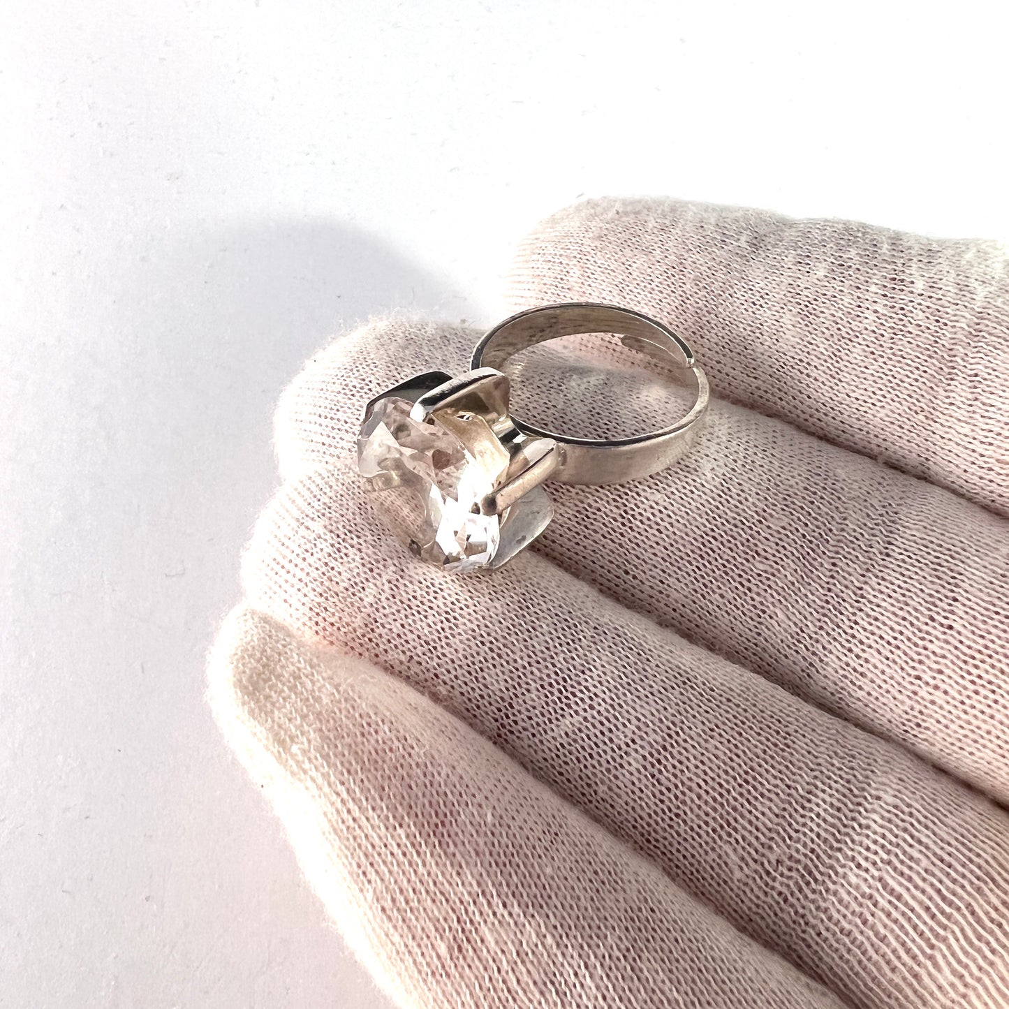 Bengt Hallberg, Sweden 1972. Vintage Sterling Silver Rock Crystal Ring.