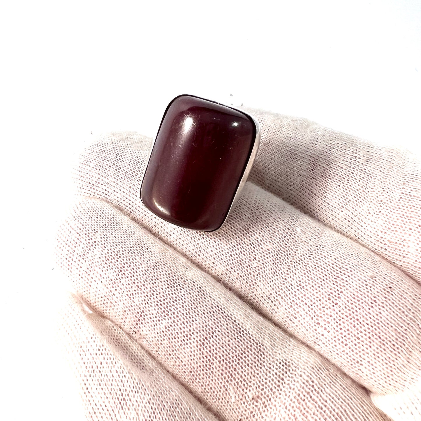 Vintage c 1950-60s 800 Silver Amber Ring.