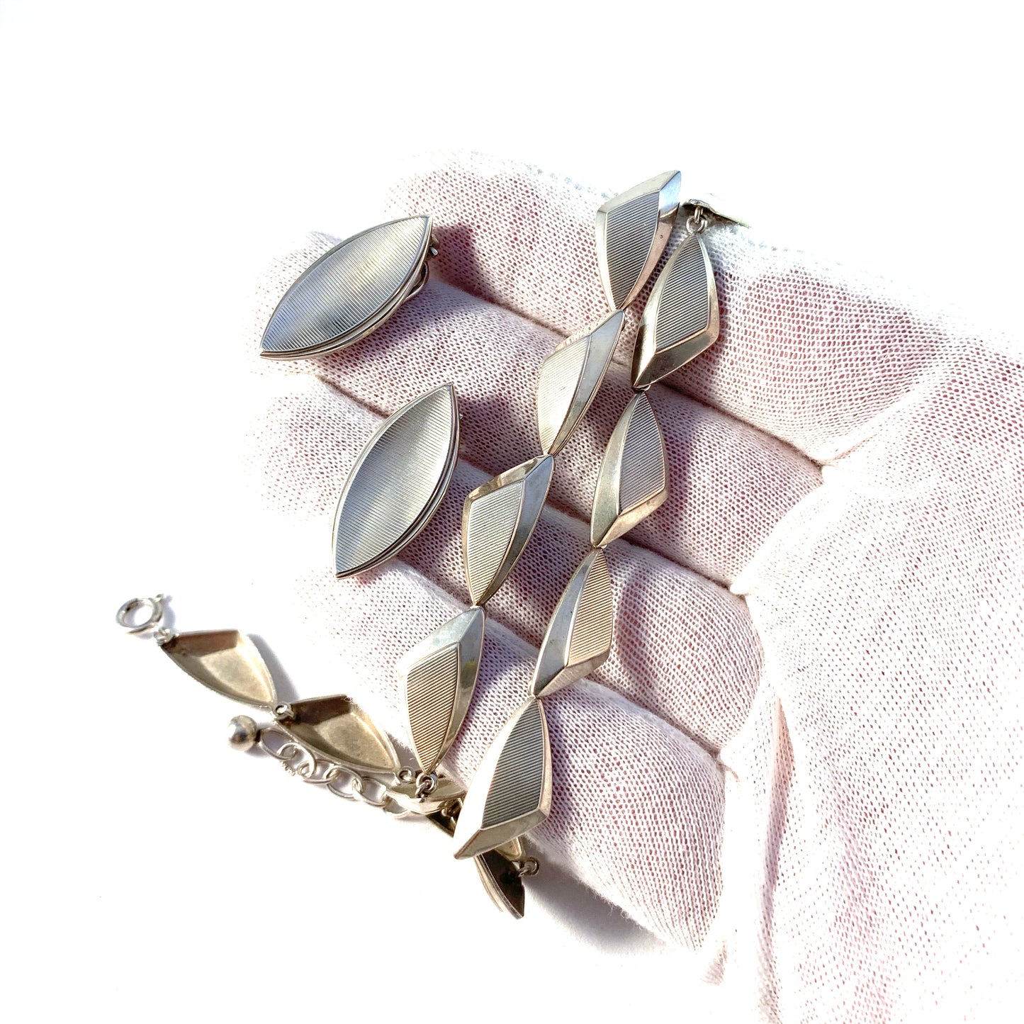 K&L-Kordes Lichtenfels, Germany 1950-60s Solid 835 Silver Necklace and Earrings.