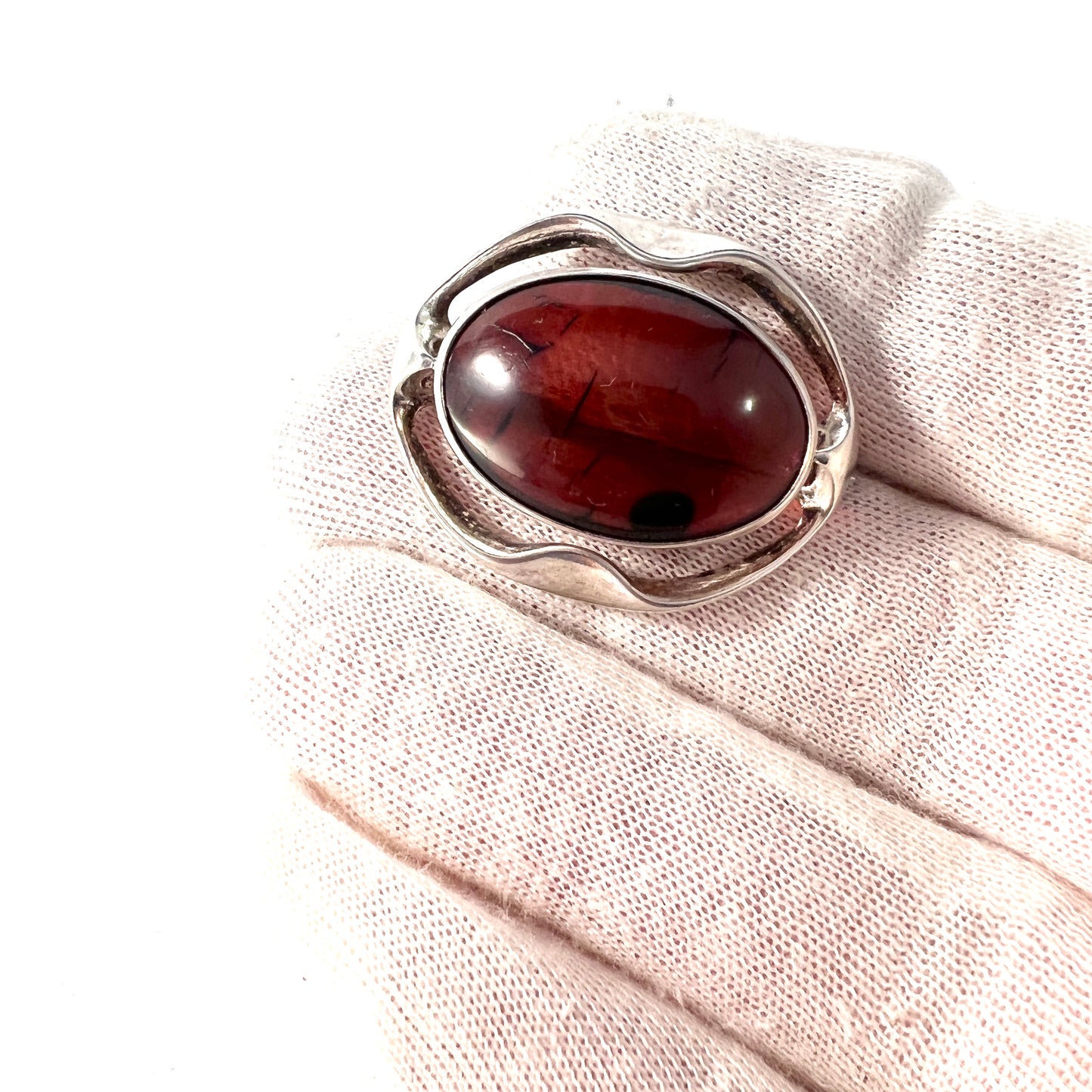 Ostsee-schmuck, Fischland. Vintage 835 Silver Amber Brooch.